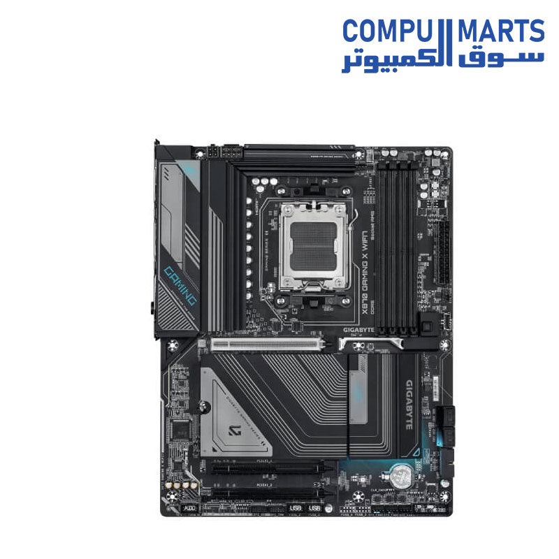 GIGABYTE X870 GAMING X WIFI7 Motherboard | AMD X870 · Socket AM5 | 4x DDR5 · up to 256GB · 8200 MT/s OC | PCIe 5.0 x16 · 3x M.2 · 4x SATA | 2x USB4 Type-C · Wi-Fi 7 · Bluetooth 5.4 · 2.5GbE | ATX
