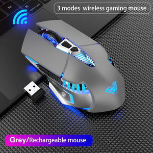 AULA SC200 Wireless Gaming Mouse | 2.4GHz Wireless · Bluetooth 3.0 · Bluetooth 5.0 | 800 · 1200 · 1600 DPI | 7 Buttons | Rechargeable | 7-Colour Breathing Light