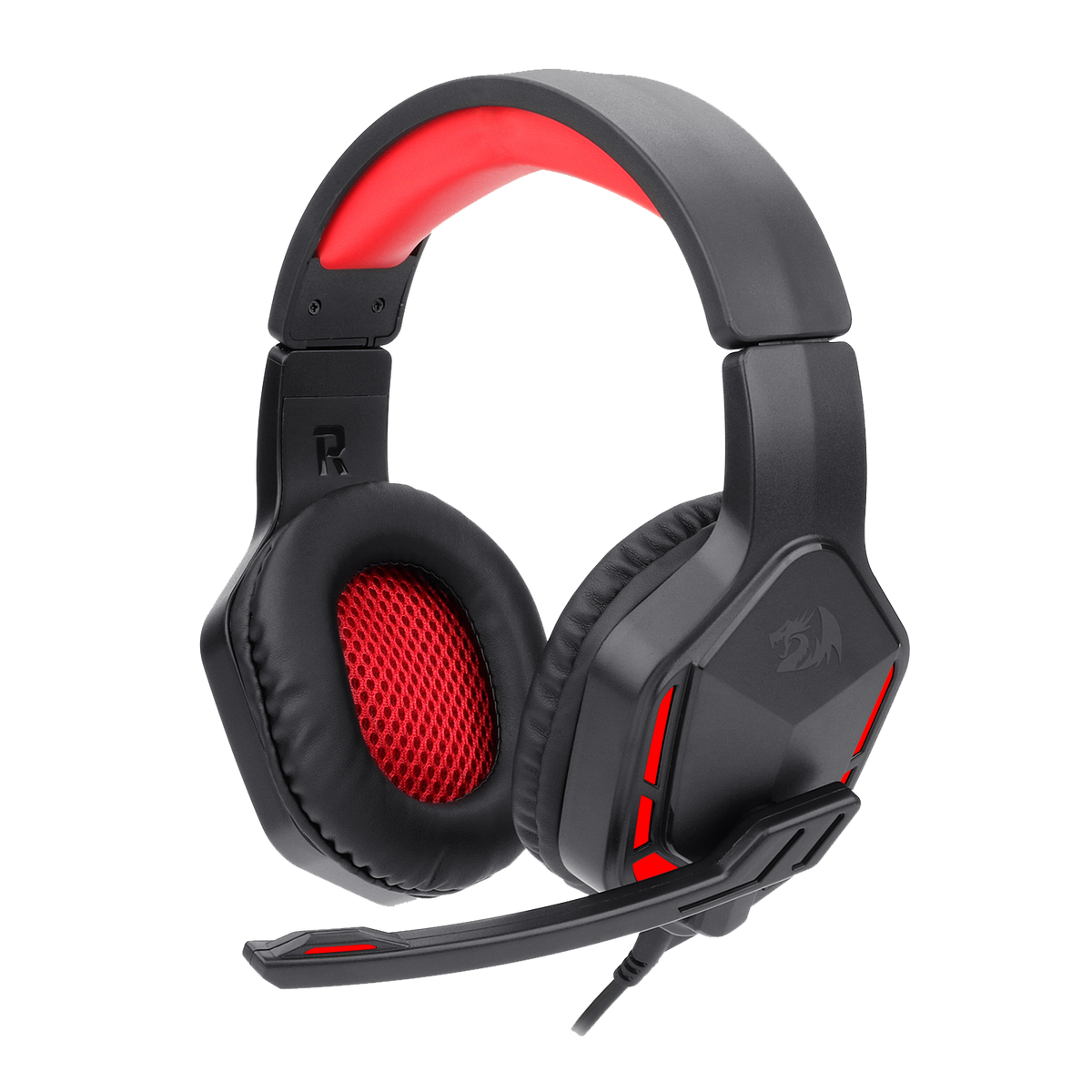 Redragon H220 Themis Wired Gaming Headset | Stereo Sound with Enhanced Bass | 50mm Drivers | 20Hz-20kHz | 16Ω | USB + Dual 3.5mm Connection | Omni-Directional Mic | Red LED Backlight | PC · PS4/PS3 · Xbox One · Switch · Tablet · Smartphone
