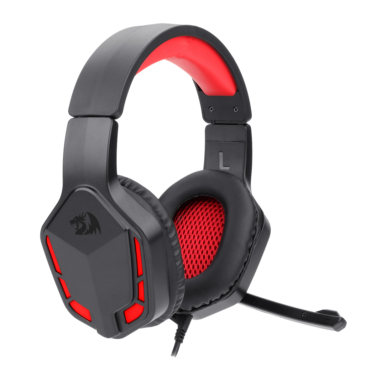 Redragon H220 Themis Wired Gaming Headset | Stereo Sound with Enhanced Bass | 50mm Drivers | 20Hz-20kHz | 16Ω | USB + Dual 3.5mm Connection | Omni-Directional Mic | Red LED Backlight | PC · PS4/PS3 · Xbox One · Switch · Tablet · Smartphone