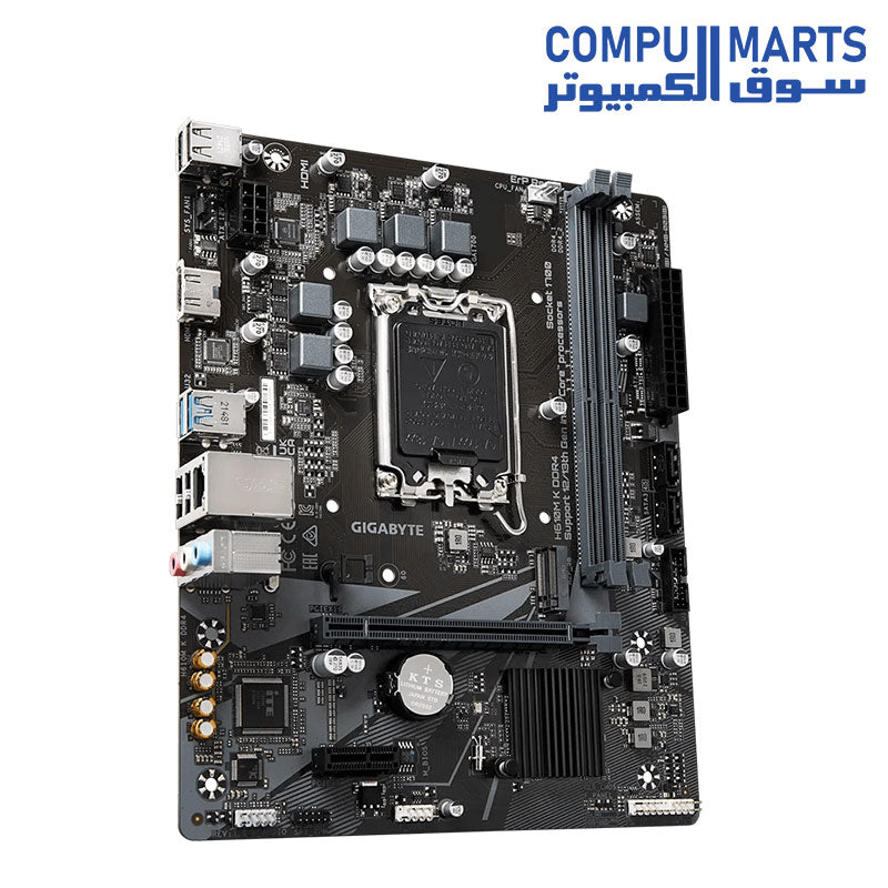 GIGABYTE H610M K DDR4 Motherboard | Intel H610 Express · Socket LGA1700 | 2x DDR4 · up to 64GB · 3200 MT/s | PCIe 4.0 x16 · M.2 · 2x SATA | HDMI 4K · Gigabit LAN | Micro-ATX