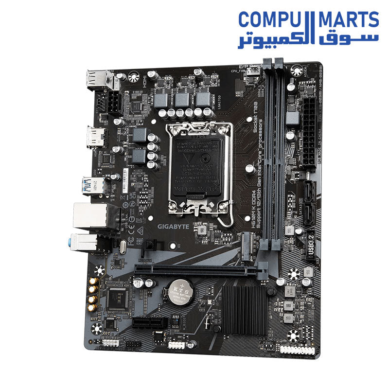 GIGABYTE H610M K DDR4 Motherboard | Intel H610 Express · Socket LGA1700 | 2x DDR4 · up to 64GB · 3200 MT/s | PCIe 4.0 x16 · M.2 · 2x SATA | HDMI 4K · Gigabit LAN | Micro-ATX