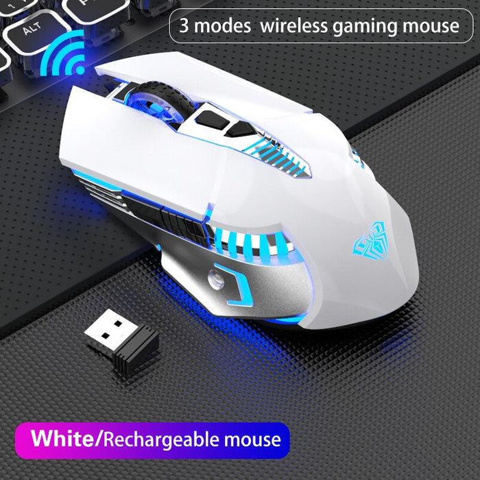 AULA SC200 Wireless Gaming Mouse | 2.4GHz Wireless · Bluetooth 3.0 · Bluetooth 5.0 | 800 · 1200 · 1600 DPI | 7 Buttons | Rechargeable | 7-Colour Breathing Light