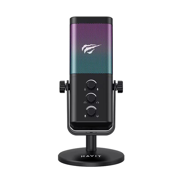 Havit GK71 Portable USB Condenser Microphone | Cardioid Pickup Pattern | USB Type-C Plug and Play | Tap-to-Mute | Built-In