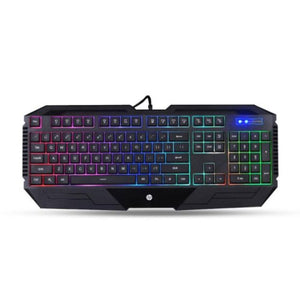 HP K110 Wired Gaming Keyboard | 104 Keys · Full-Size Membrane | 4-Colour LED Backlight · 26-Key Anti-Ghosting | 10 Million Keystrokes · Built-in Palm Rest | Black
