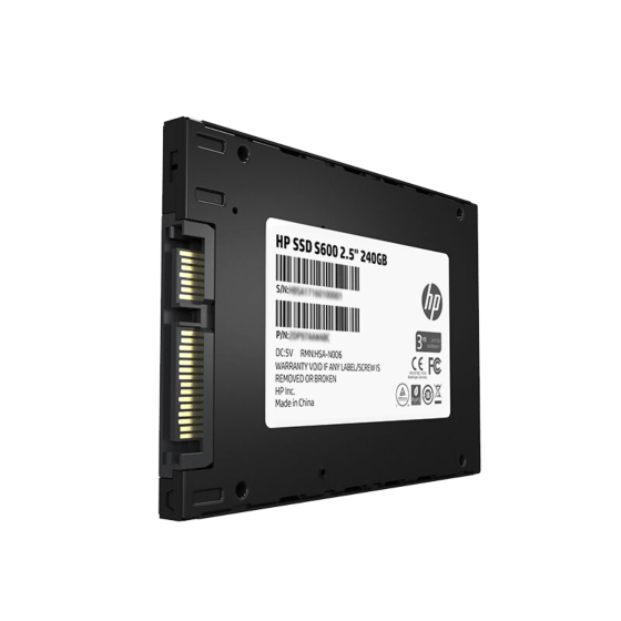 HP S600 240GB SATA SSD | 2.5-inch SATA III 6Gb/s | 520 MB/s Read · 500 MB/s Write | 3D TLC NAND · 3-Year Warranty
