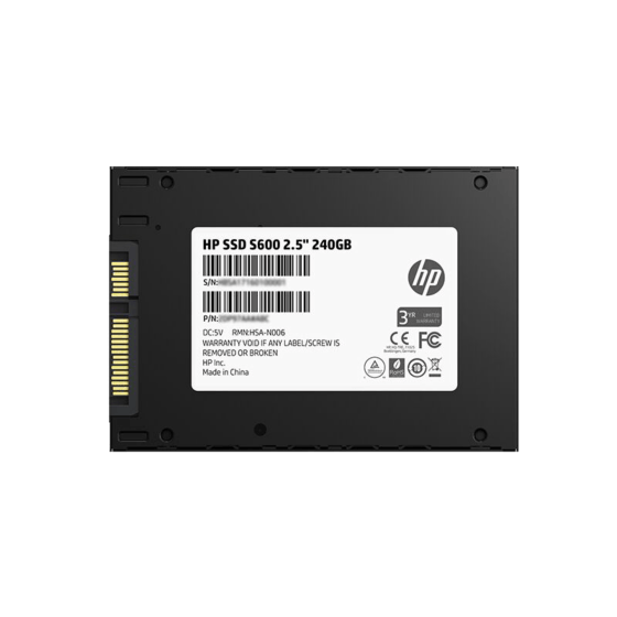 HP S600 240GB SATA SSD | 2.5-inch SATA III 6Gb/s | 520 MB/s Read · 500 MB/s Write | 3D TLC NAND · 3-Year Warranty