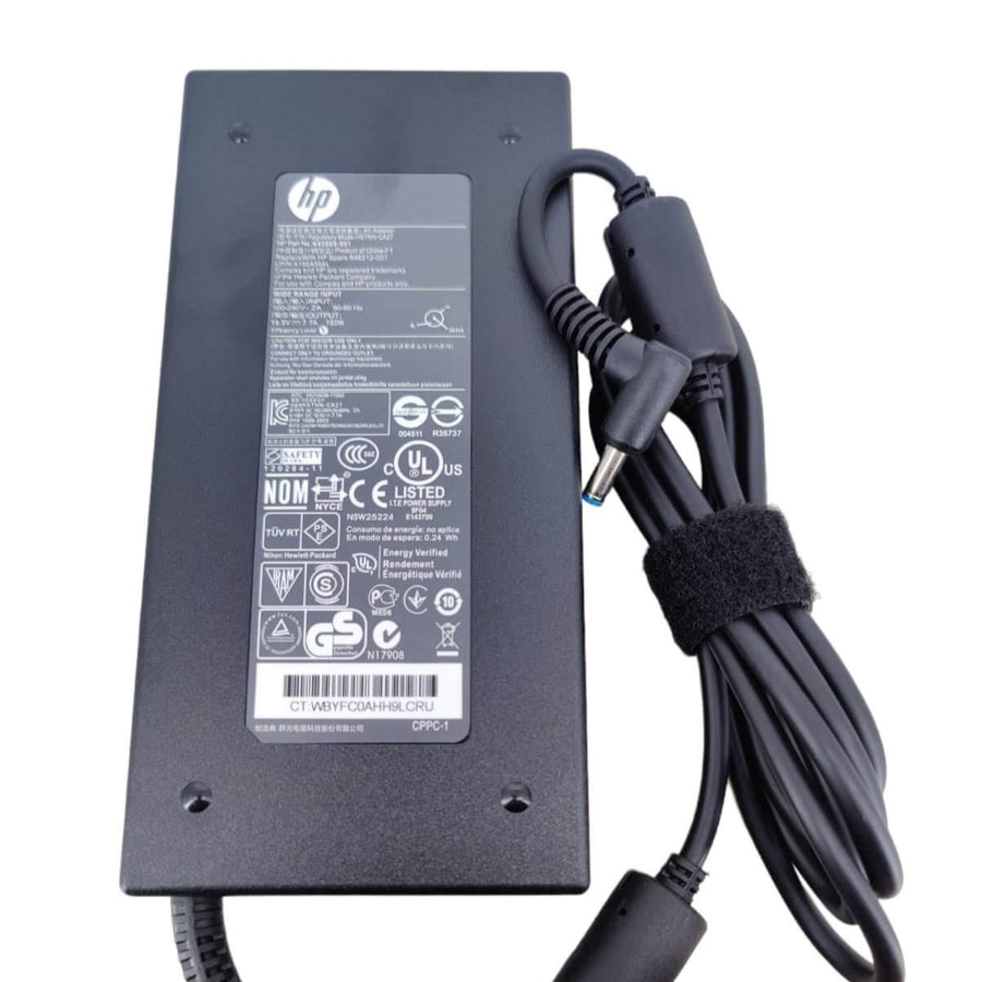 HP 150W Laptop AC Adapter | 19.5V · 7.7A · 150W | 4.5 × 3.0 mm Blue Smart Tip | 100-240V Auto-Voltage Input | Black