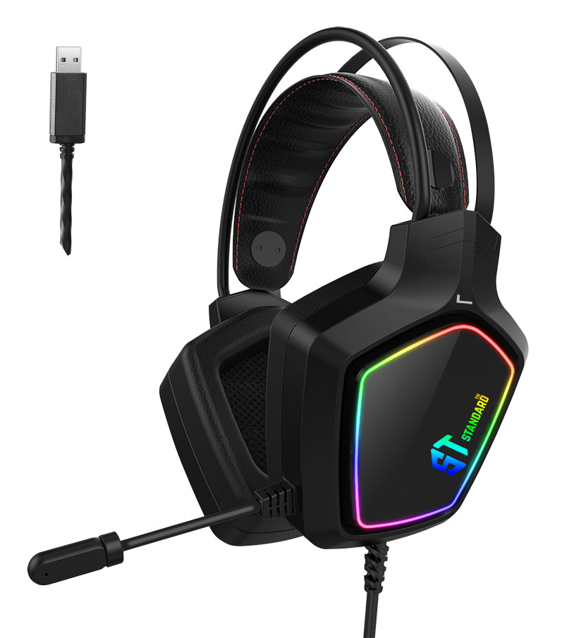 ST Standard GM08 Gaming Headset | 50mm Drivers | Virtual 7.1 Surround via USB | RGB Lighting · 2.3m Cable | 16Ω · 20Hz-2