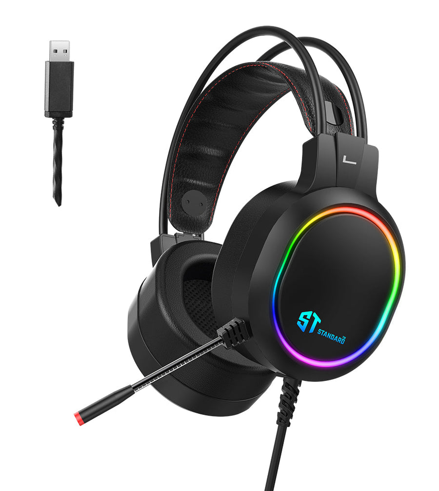 ST Standard GM09 Gaming Headset | 50mm Drivers | Virtual 7.1 Surround via USB | RGB · LED Microphone · 2.3m Cable | 16Ω