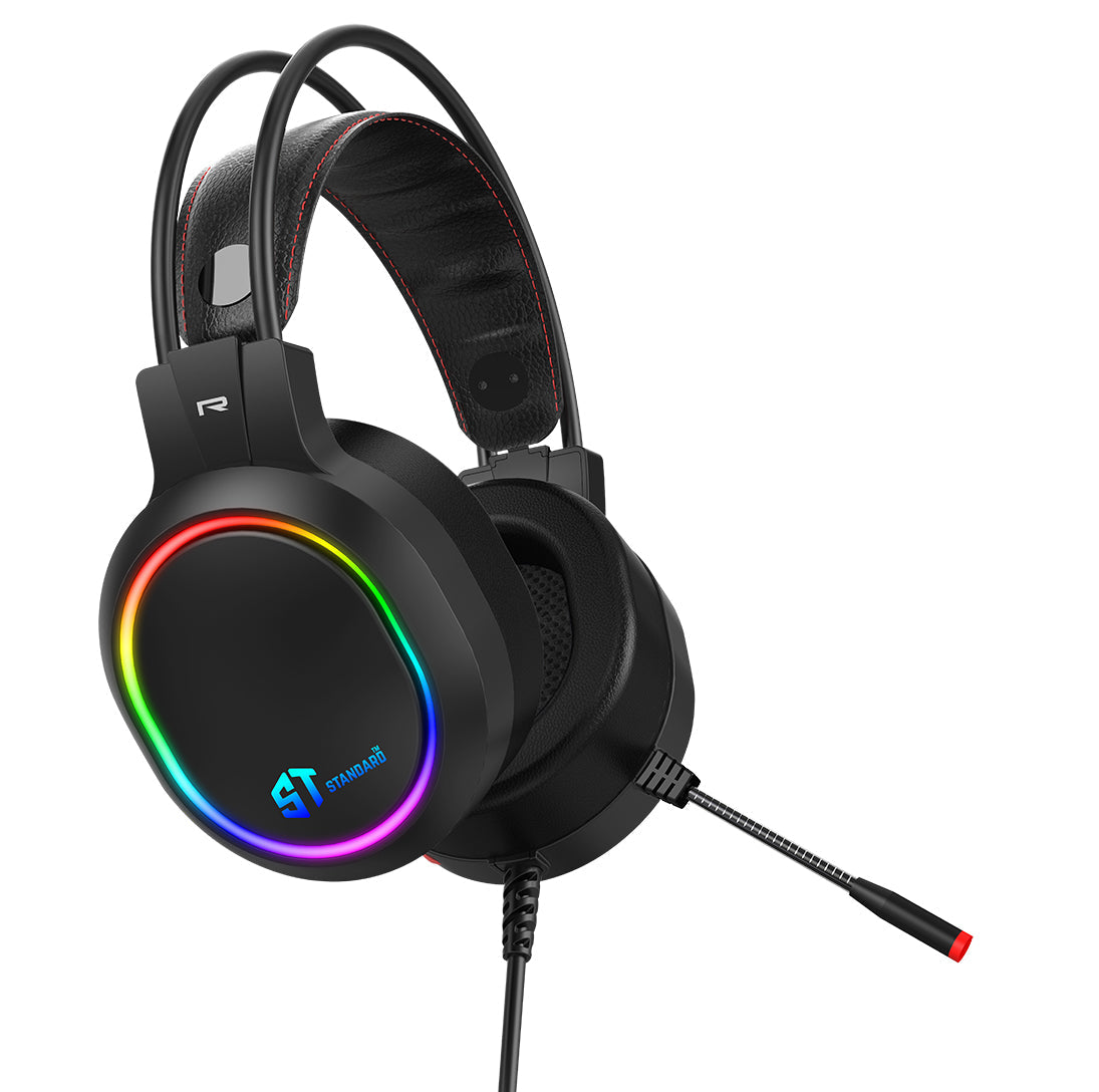 ST Standard GM09 Gaming Headset | 50mm Drivers | Virtual 7.1 Surround via USB | RGB · LED Microphone · 2.3m Cable | 16Ω