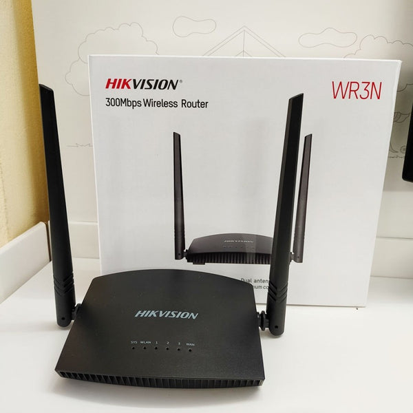 HIKVISION DS-3WR3N N300 Wireless Router | 300 Mbps 2.4 GHz 802.11b/g/n · Beamforming | 2 × 5 dBi High-Gain Antennas | 4 