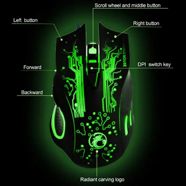 iMICE X9 Gaming Mouse | USB Wired · Optical | Up to 2400 DPI Adjustable | 6 Buttons | Colourful LED Breathing Light | Bl