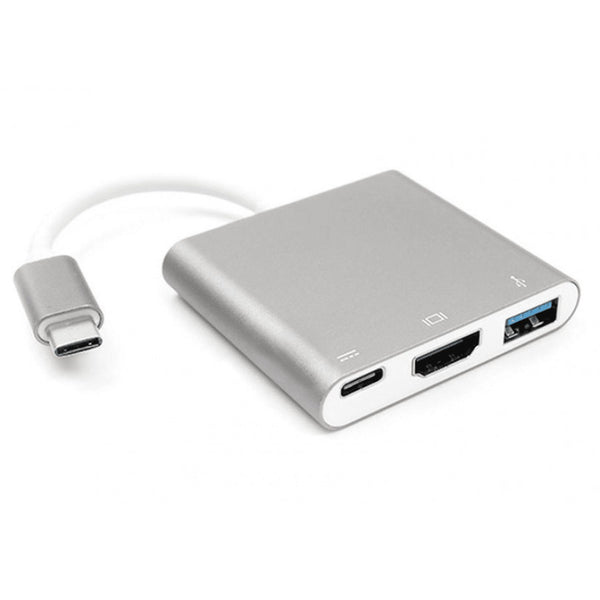 USB Type-C 3-in-1 Multiport Hub | HDMI 4K·30Hz | USB-A 3.0 · 5 Gbps | USB-C 60W Power Delivery | 8 cm Lead