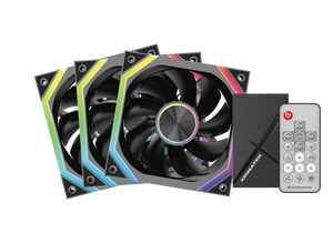 XIGMATEK Infinity H27A ARGB Case Fan | 120mm · 3-Pack · Controller Box + Remote | PWM 1500 RPM · 40.60 CFM | 0.539 mmH2O · <19.70 dBA · Hydro Bearing | Black