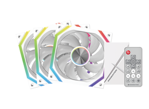 XIGMATEK Infinity H27A Arctic ARGB Case Fan | 120mm · 3-Pack · Controller Box + Remote | PWM 1500 RPM · 40.60 CFM | 0.539 mmH2O · <19.70 dBA · Hydro Bearing | White