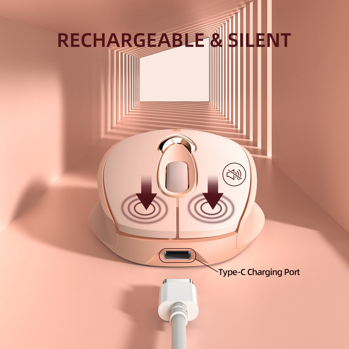 Inphic M8 Wireless Mouse | 2.4GHz Wireless | 800·1200·1600 DPI | Silent Click | 500mAh USB-C Rechargeable | 75g
