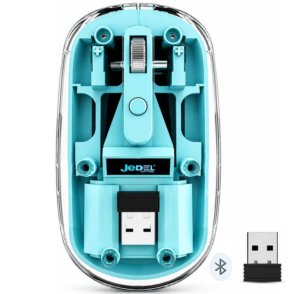 Jedel WD131P Wireless Mouse | Bluetooth + 2.4GHz Dual-Mode | 800·1200·1600 DPI | 300mAh · 180-Hour Battery | USB-C | Blue