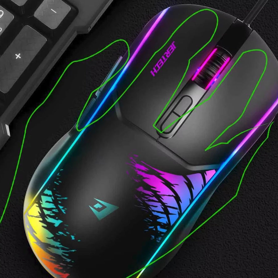 Jertech Shooter XP14 Wired Gaming Mouse | 1200-3600 DPI | 7 Buttons | Up to 1000Hz Polling | RGB Backlight | 1.5m Cable 
