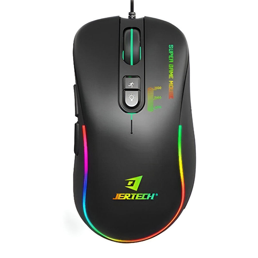 Jertech XP13 GUNS Wired Gaming Mouse | 3600 DPI Optical | 7 Buttons | 1000Hz Polling | Rainbow RGB Backlight | Black