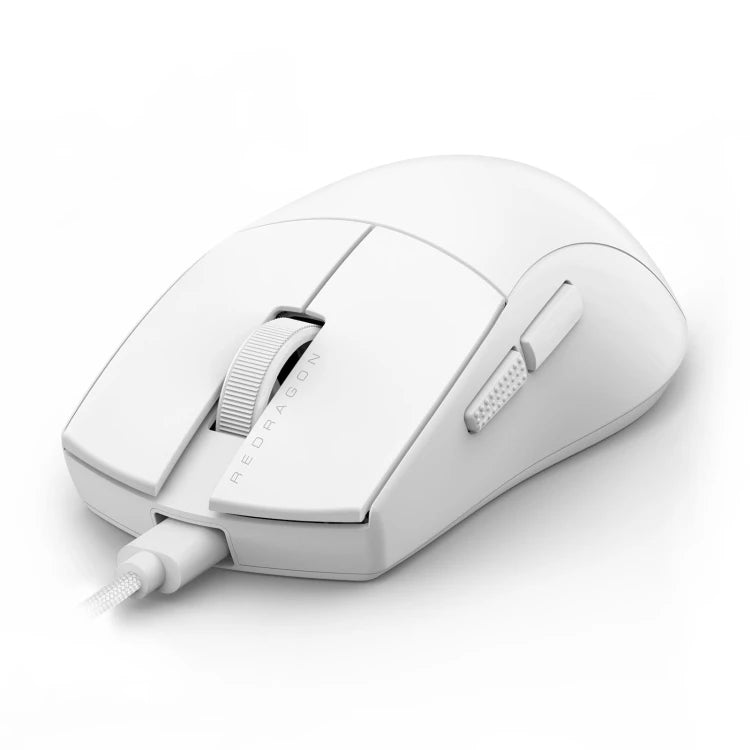 Redragon K1NG M724 White Wired Gaming Mouse | 42g Ultra-Light | 200-12400 DPI Pixart 3327 Sensor | 1000Hz Polling Rate | 5 Programmable Buttons | HUANO Switches 10M Clicks | Type-C Cable