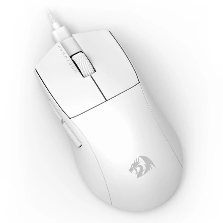 Redragon K1NG M724 White Wired Gaming Mouse | 42g Ultra-Light | 200-12400 DPI Pixart 3327 Sensor | 1000Hz Polling Rate | 5 Programmable Buttons | HUANO Switches 10M Clicks | Type-C Cable