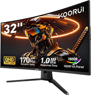KOORUI 32-Inch Curved Gaming Monitor | QHD 2560x1440 | 170Hz | VA Panel
