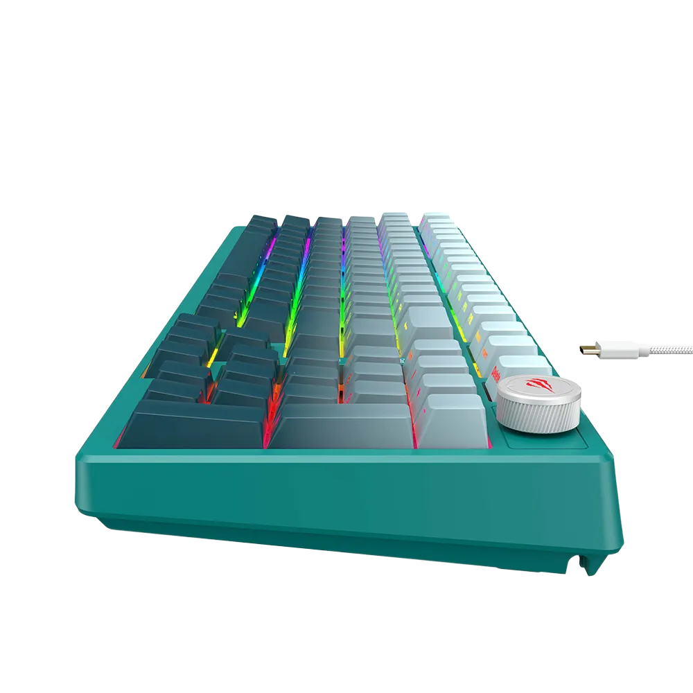 Havit KB899L Wired RGB Mechanical Gaming Keyboard | 97-Key Compact Layout with Number Pad | Hot-Swappable | Gasket Mount | Dynamic RGB | Volume Knob | PBT Side-Printed Keycaps | 50M-Keystroke Life | 1.8m USB | Windows · macOS