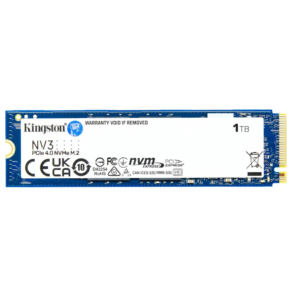 Kingston NV3 1TB PCIe Gen4 NVMe SSD | PCIe 4.0 x4 · M.2 2280 | 6,000MB/s read · 4,000MB/s write | 320TBW · 7g | 5-year limited warranty