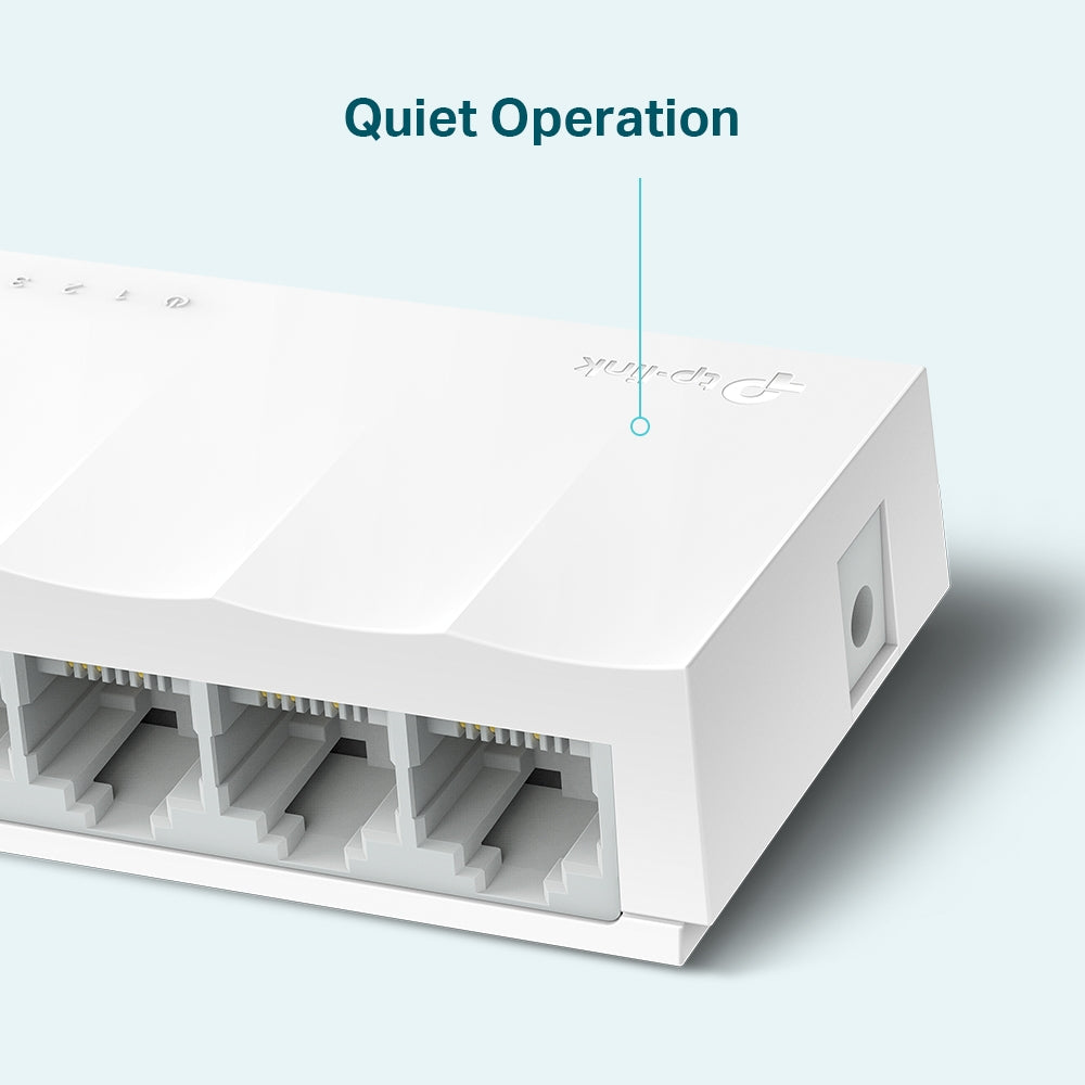 TP-Link LS1005 5-Port 10/100Mbps Desktop Ethernet Switch | Auto-Negotiation · Auto MDI/MDIX | Plug and Play · Fanless | IEEE 802.3x Flow Control | 1.65W