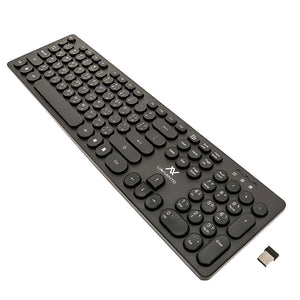L'avvento KB206 2.4GHz Wireless Keyboard | 104 Keys · US + Arabic Layout | Up to 15 m Working Range | 1× AAA Battery · Laser-Painted Keycaps | Black