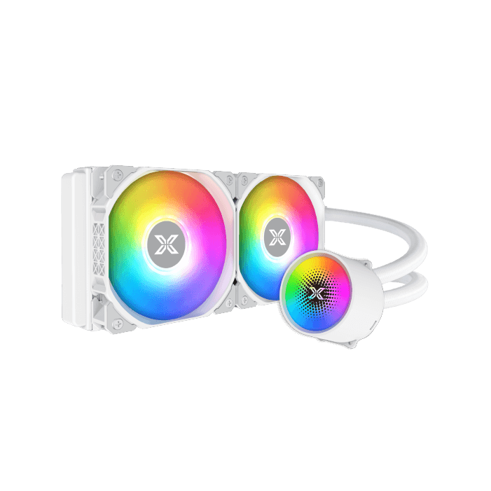 XIGMATEK Liquid Killer X 240 Arctic ARGB AIO Liquid CPU Cooler | 274×120×27mm Radiator | 2×120mm ARGB Fans · 800–1800 RPM · 82.2 CFM · 25.3 dBA | Pump 2800 RPM | 250W TDP | Intel LGA1700 · AMD AM5 | White