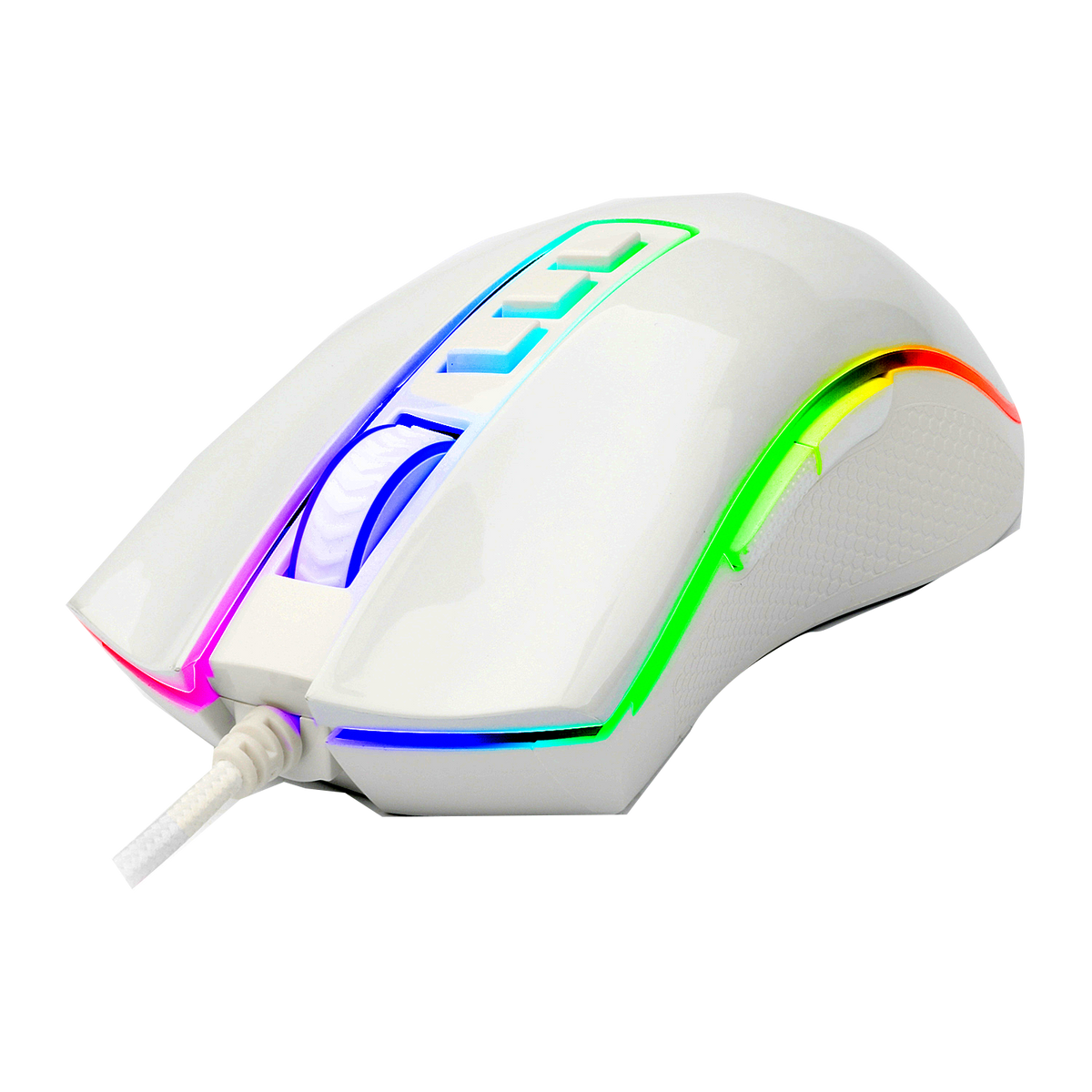 Redragon M711 Cobra White Wired RGB Gaming Mouse | Pixart PMW3325 Optical Sensor | 100-10000 DPI | 9 Buttons, 7 Programmable | 1000Hz Polling | 5 Memory Profiles | Huano Switches 10M Clicks | Braided Cable