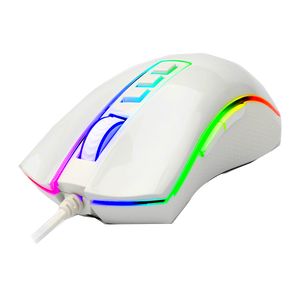 Redragon M711 Cobra White Wired RGB Gaming Mouse | Pixart PMW3325 Optical Sensor | 100-10000 DPI | 9 Buttons, 7 Programmable | 1000Hz Polling | 5 Memory Profiles | Huano Switches 10M Clicks | Braided Cable