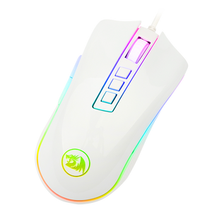 Redragon M711 Cobra White Wired RGB Gaming Mouse | Pixart PMW3325 Optical Sensor | 100-10000 DPI | 9 Buttons, 7 Programmable | 1000Hz Polling | 5 Memory Profiles | Huano Switches 10M Clicks | Braided Cable
