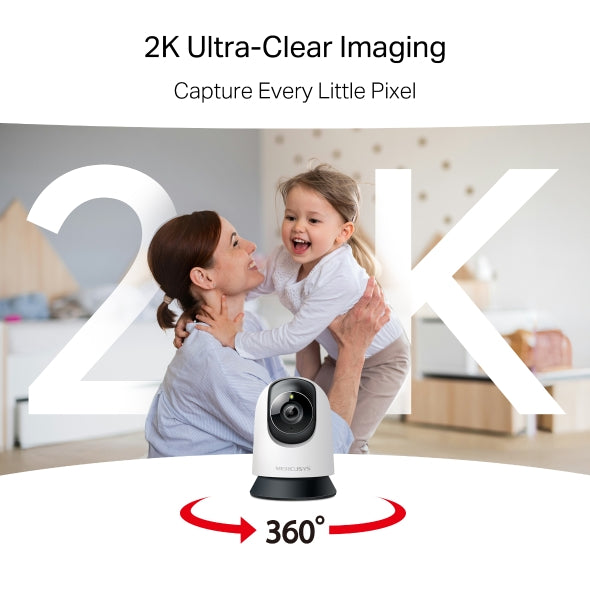 MERCUSYS MC210 2K Pan/Tilt Home Security Wi-Fi Camera | 2304×1296 3MP · 1/3" CMOS · F2.0 4 mm | 360° Pan · 110° Tilt Cov