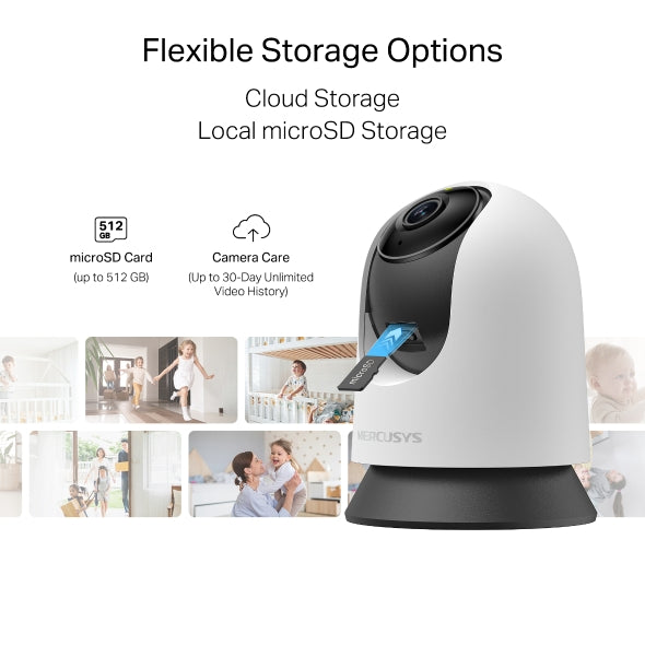 MERCUSYS MC210 2K Pan/Tilt Home Security Wi-Fi Camera | 2304×1296 3MP · 1/3" CMOS · F2.0 4 mm | 360° Pan · 110° Tilt Cov