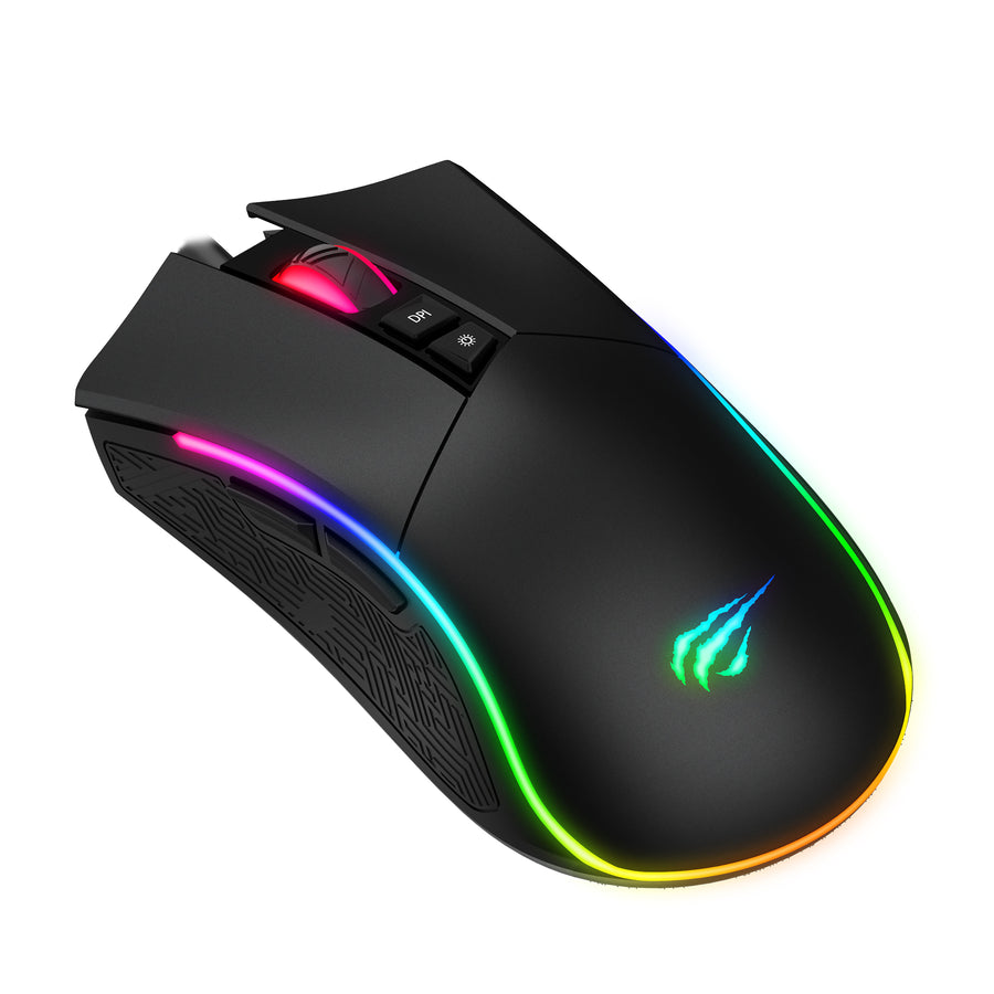 HAVIT Gamenote MS1001 Wired RGB Gaming Mouse | 7 Programmable Buttons | RGB Backlight | USB | Black