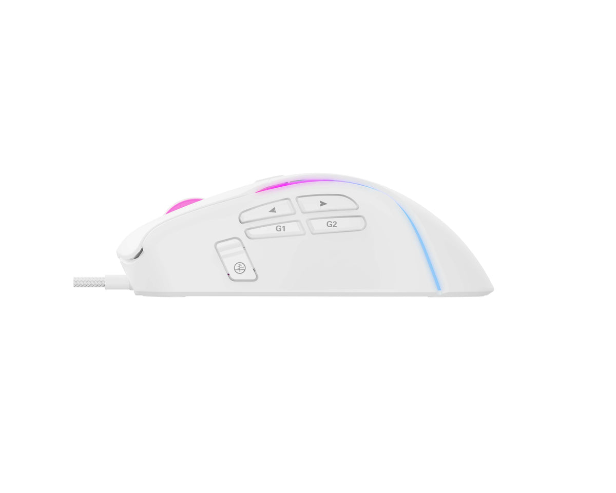 Havit MS1033 RGB Wired Gaming Mouse | 8000 DPI (6 Levels: 800-8000) | 9 Buttons | RGB Backlight | 3M-Click Switches | 126g | 1.6m USB Cable | 121x64x42mm | White