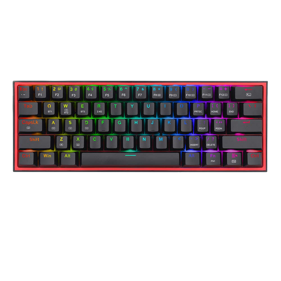 Redragon K616 FIZZ PRO 60% Mechanical Gaming Keyboard | 3-Mode: USB-C Wired + 2.4GHz + Bluetooth 3.0/5.0 | 61 Keys, Full