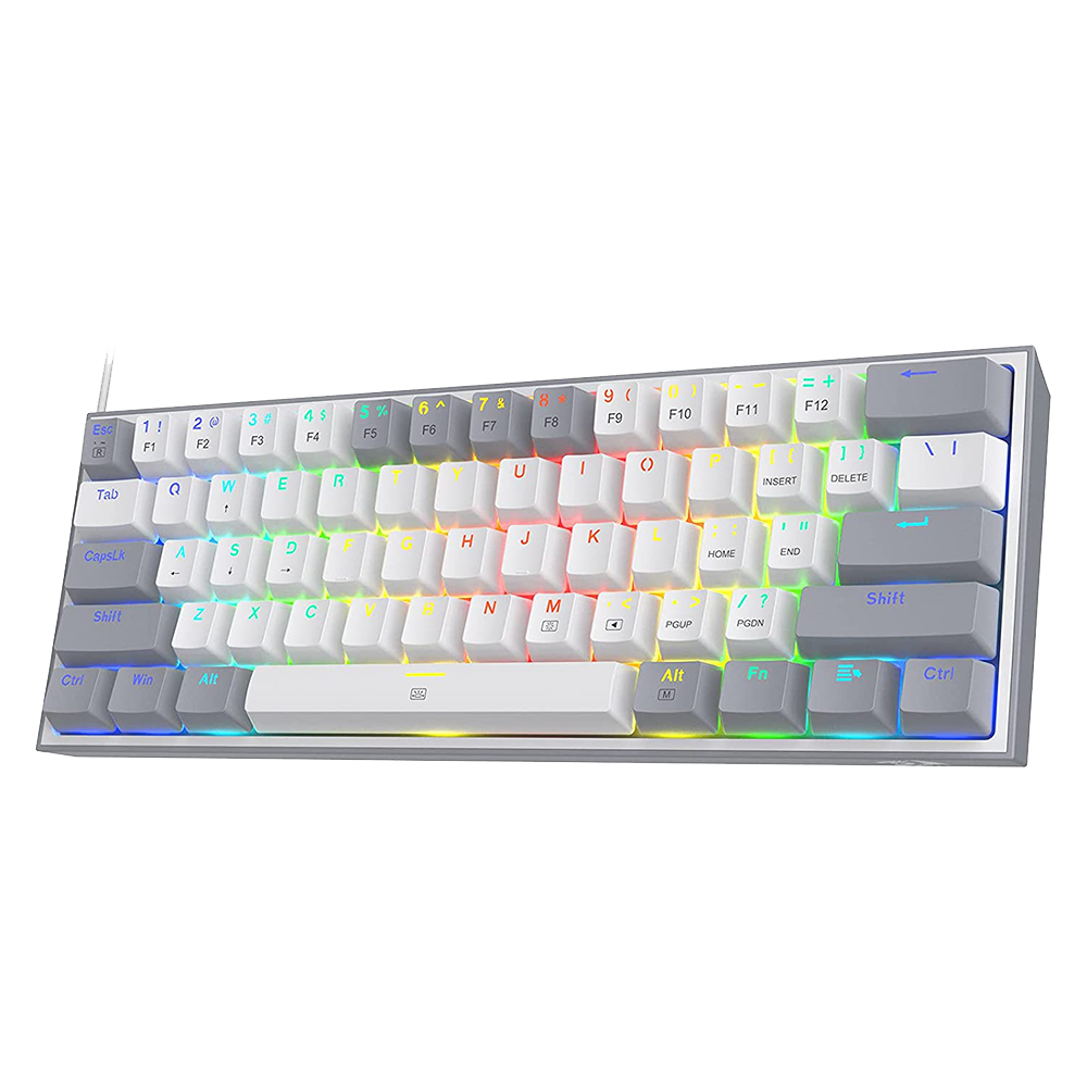 Redragon Fizz K617 60% Mechanical Gaming Keyboard | 61 Keys | Hot-Swappable Outemu Red Linear Switches (40g) | 16.8M RGB · 20 Presets | Detachable USB Type-C | Full Rollover | 50M Keystroke Lifespan | 0.43 kg