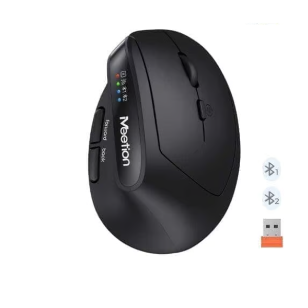 Meetion BTM008 Vertical Ergonomic Wireless Mouse | 2.4GHz + Dual Bluetooth 5.2 | 800·1200·1600·2400 DPI | 6 Buttons | 95