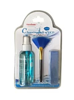3-in-1 LCD & Touchscreen Cleaning Kit FH-HB010E | Cleaning solution · microfibre cloth · detail brush | Safe for laptop · monitor · TV · phone screens | Light Blue