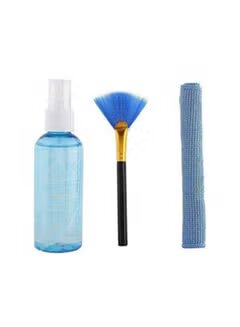 3-in-1 LCD & Touchscreen Cleaning Kit FH-HB010E | Cleaning solution · microfibre cloth · detail brush | Safe for laptop · monitor · TV · phone screens | Light Blue
