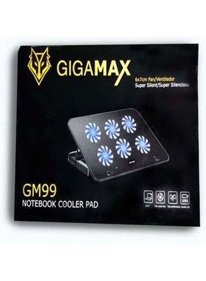 Gigamax Plus GM99 Laptop Cooling Pad | 6 Cooling Fans | USB Powered | Up to 16-inch Laptops | Black