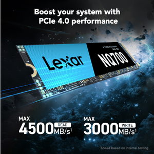 Lexar NQ700 1TB PCIe Gen4 NVMe SSD | PCIe Gen4 x4 · M.2 2280 | 4,200MB/s read · 2,100MB/s write | HMB + SLC cache · 350TBW | 3-year limited warranty