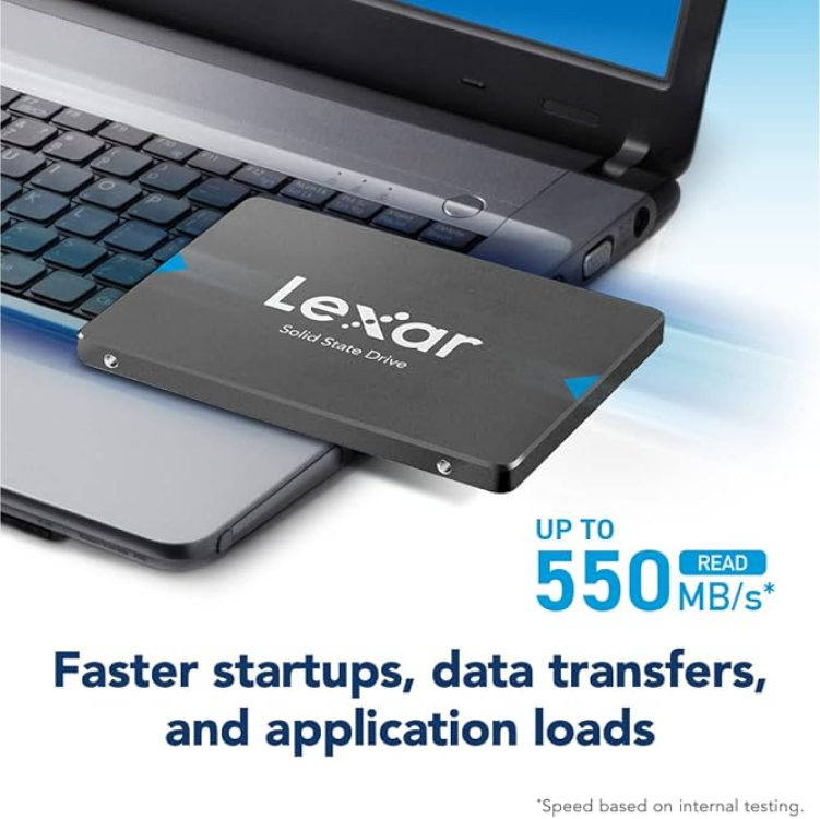 Lexar NQ100 240GB SATA SSD | 2.5-inch SATA III 6Gb/s | Up to 550 MB/s Read | 84 TBW · 0.32 DWPD | 3-Year Warranty