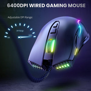 ONIKUMA CW905 Wired Gaming Mouse | 6400 DPI · 6 Adjustable Levels | 7 Buttons | 7 RGB Breathing Modes | 1.5 m USB Cable | 132 g