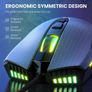ONIKUMA CW905 Wired Gaming Mouse | 6400 DPI · 6 Adjustable Levels | 7 Buttons | 7 RGB Breathing Modes | 1.5 m USB Cable | 132 g