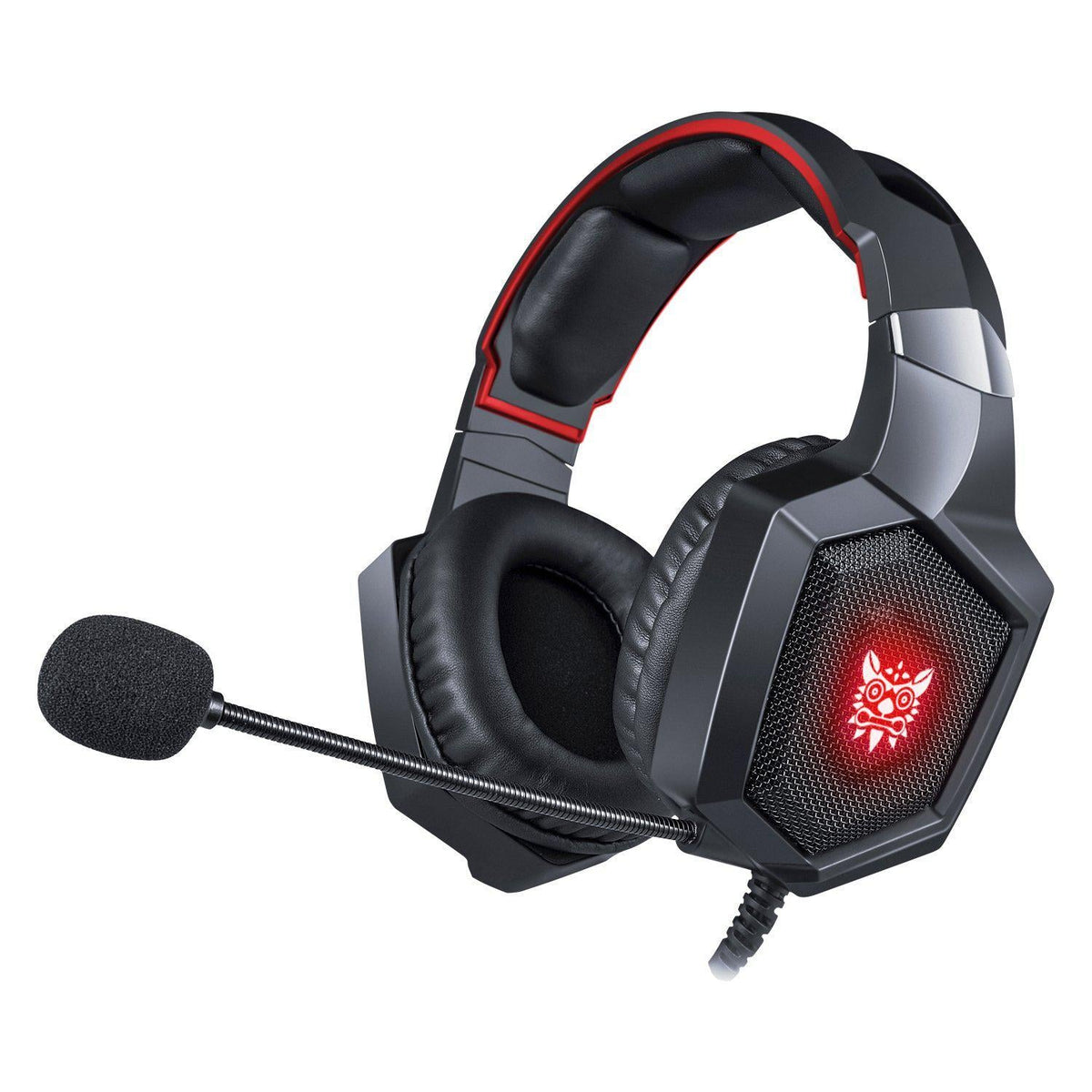 Onikuma K8 Gaming Headset | 3.5 mm Audio + Mic · USB LED Power | 50 mm Drivers · 20 Hz–20 kHz · 32 Ω | 360° Flexible Noise-Cancelling Mic | LED Lights | 2.2 m Cable | 365 g | Black